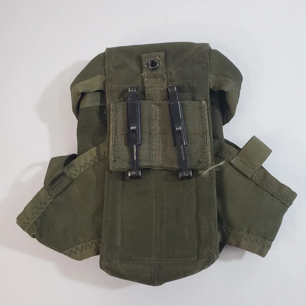 US Army Ammo Pouch Canvas Vintage Military W/ Metal Belt Clips